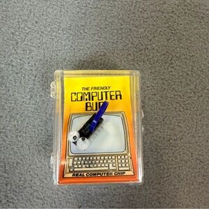 Vintage 1980’s The Friendly Computer Bug Pin Retro Computer Chip- Blue